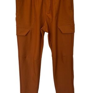 FLX Pants Mens Dark Orange Cargo Jogger Performance Drawstring Athleisure